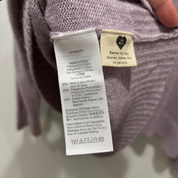 Madewell Upton Cardigan Cropped Wool Blend Lavender Sweater - Picture 6 of 8